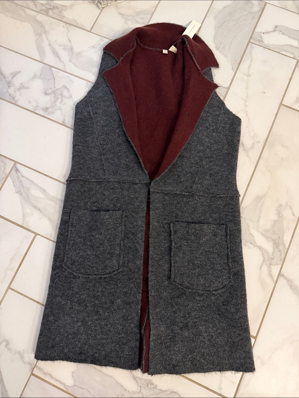 Charcoal Gray and Burgundy Vest